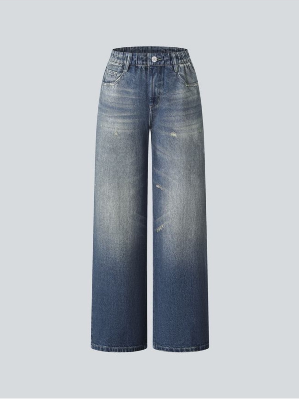 Halara Mid Rise Denim Print French Terry Casual Sweatpants Jeans with Pockets